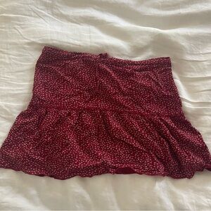 Brandy Melville Red Floral Tie Skirt
